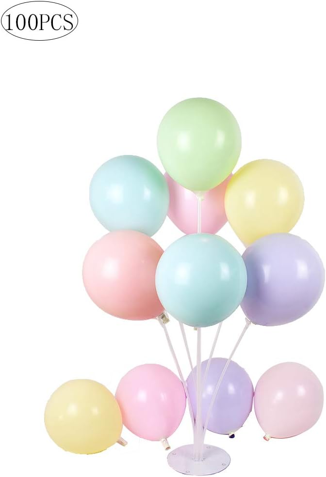 Assorted Macaron Candy Colored Party Balloons Pastel Latex Balloons for Wedding Graduation Kids Birthday Party 10 Inch Multicolor 100Pcs