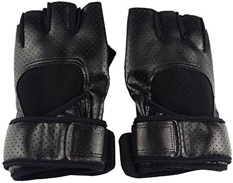 WeightLifting Gloves | 1 Pair of Powerful and Durable Black Workout Gloves with Comfortable Adjustable Size for CrossFit Bodybuilding Exercise | 1163