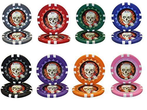 New 1000pcs 13.5g Skull Poker Chips Set Aluminum Case Custom Build