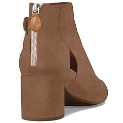 MOOMMO Women Open Toe Booties Sandals Heel Cognac