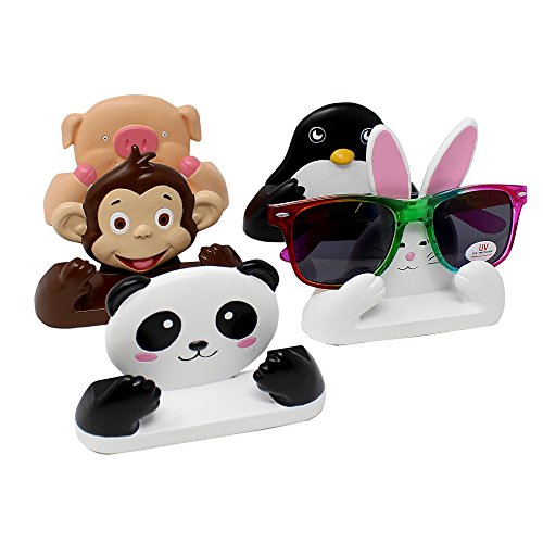 JewelryNanny Fun Animal Eyeglass Holder Stand for Kids Women - Securely Hold Kids Eyeglasses, Adult Reading Glasses Like Glasses Organizer for Desk, Bedside Nightstand - Rabbit