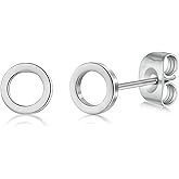 FACOKO Circle Earrings for Women 5MM Silver Earring Stud Nickel Free Titanium Earrings Studs Hypoallergenic Circle Stud Earring for Sensitive Ear Unisex