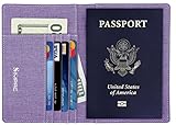 Simpac Fabric Passport Holder Wallet Cover Case RFID Blocking Travel Wallet (purple)