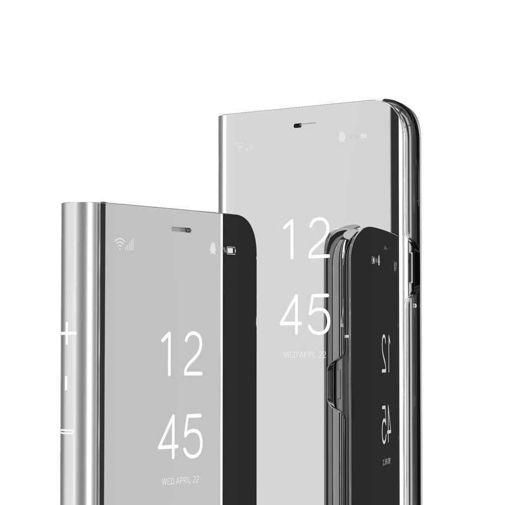 IMEIKONST Case for Huawei Mate 40 Pro Mirror Design Bookstyle Makeup Clear View Window Stand Protective Flip Cover Compatible with Huawei Mate 40 Pro Flip Mirror: Silver QH
