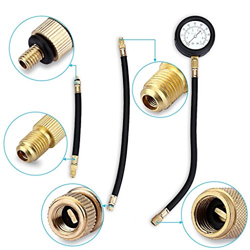 Bang4buck 10 Pieces Fuel Injection Compression Gauge of Petrol Gasoline Pressure Tester Kit for Motor Auto 0-100 PSI - Thumbnail 4