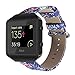YOUKEX Compatible with Fitbit Blaze Bands, Floral Printed Leather Wristband with Black Stainless Steel Frame for Fitbit Blaze Smartwatch Women Men