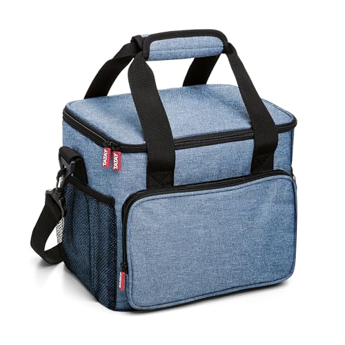 Bolsa Termica Porta Alimentos Impermeable - Urban Food Picnic 11L | Triple Capa Aislante | Cuerpo Semirrígido | 4 Bolsillos | Bandolera Extraíble | 28,5x21x24cm, Azul Denim