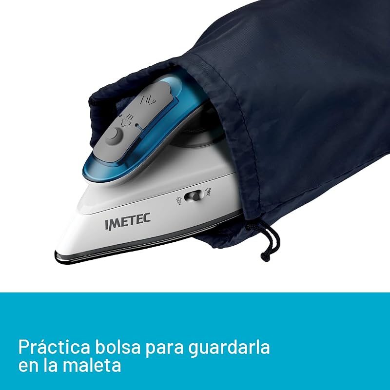 Nuvola 2.0 - Plancha de vapor de viaje - Suela de acero inoxidable - 1000 vatios - Compacta y ligera - Mango plegable - Maletín de viaje - Doble voltaje - Carrera de vapor 80 g