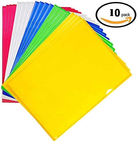 Project Folders Clear Document - 10 Pack Plastic Envelopes Assorted Color