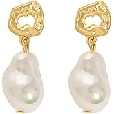 Baroque Pearl Earrings for Women Irregular Pearl Dangle Earrings Gold Plated Pearl Drop Earrings Wedding Bridesmaid Jewelry for Women