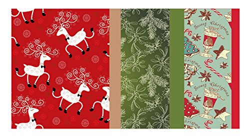 Retro Kraft Printed Christmas Tissue Paper - 102 Sheet Pack