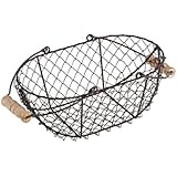 Cesta de alambre ovalada de 10 "con asas de madera - Estilo vintage - de Trademark Innovations