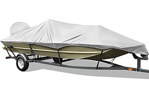 Mionovity Boat Cover 14-16 ft, Bass Boat Cover 14 15 16 Foot,800D Canvas Heavy Duty Boat Cover 16 feet,Fits V-Hull Fishing Ru