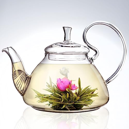 Glass Teapot, 34 Ounce, Tea Pot for Stove Top, Glass Tea Kettle with