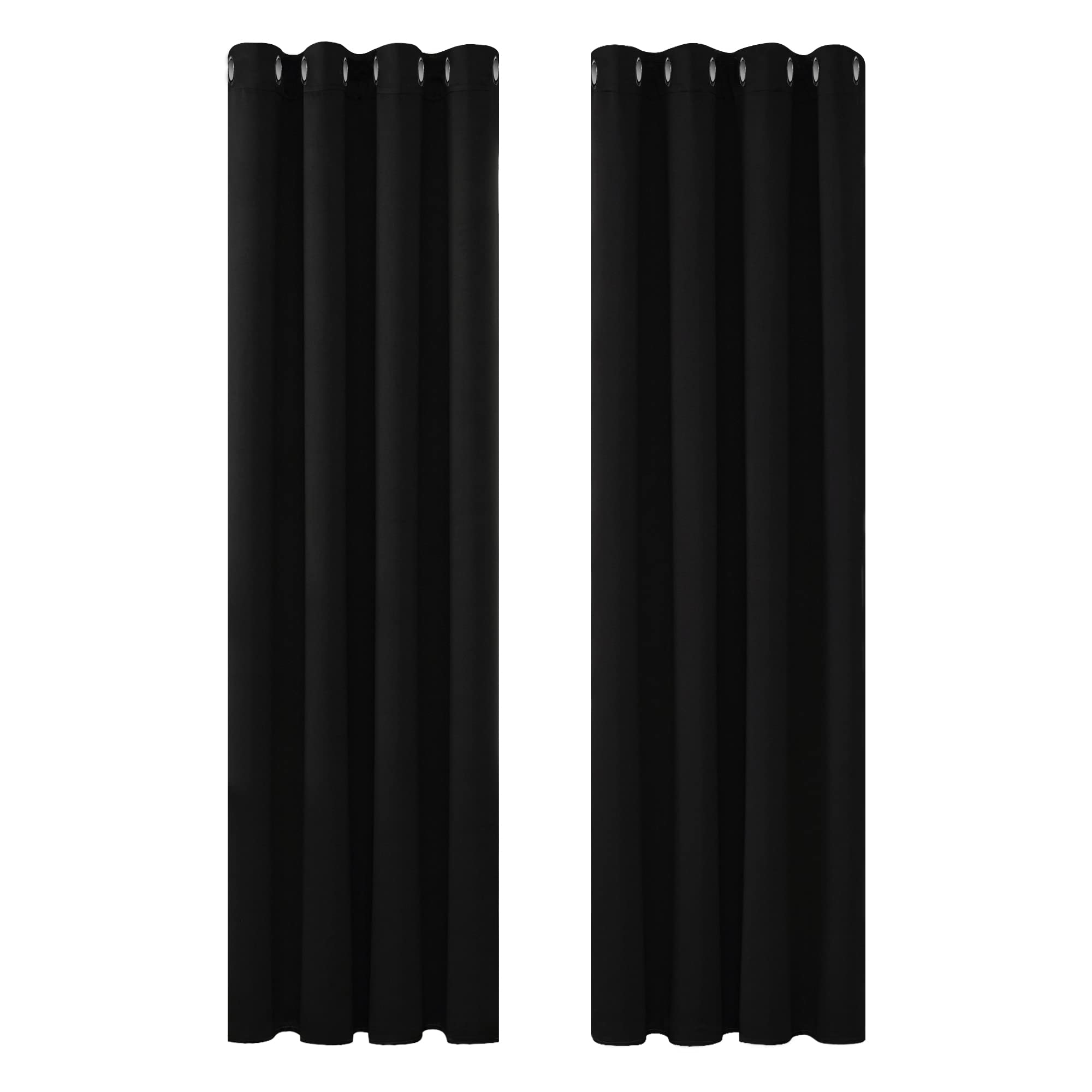 Deconovo Blackout Curtains Super Soft Bedroom Curtains Thermal Insulated Energy Saving Curtains for Kids Black 46x84 Inch 2 Panels