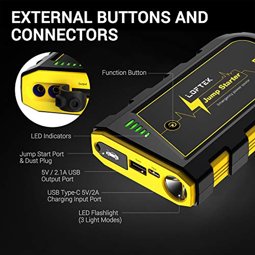 LOFTEK Portable Car Battery Jump Starter (Up to 7.0L Gas