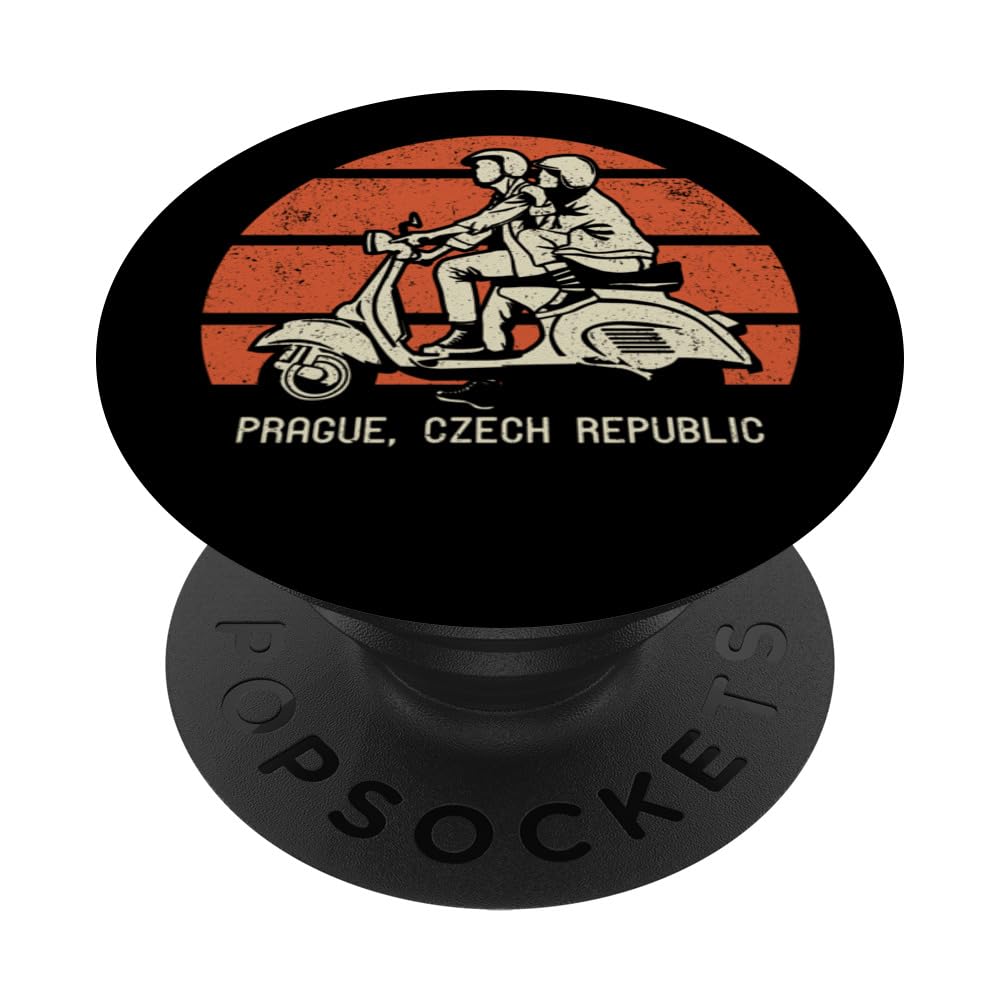 Prague Czech Republic Vintage Style Scooter Design PopSockets Swappable PopGrip