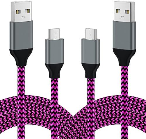 Micro USB Charger,(10FT/3M) Aupek Nylon Braided Android Charger Cord 2Pack USB to USB Charging Cables with Metal Connector for Windows,Samsung Galaxy S6/S7,MP3,PS4 Controller,Xbox One(Rose)