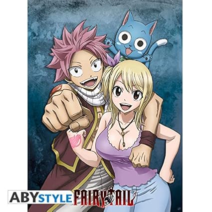 AbyStyle Abysse Corp _ abydco378 Fairy Tail – Poster Lucy, Natsu und Happy (52 x 38)