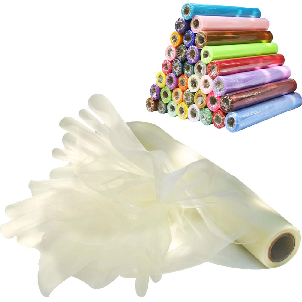 Time to Sparkle 26M x 29cm Sheer Organza Roll Sash Fabric Table Runner Sashes Chair Cover Bows Swags Wedding Party - Ivory
