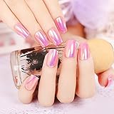 24pcs Fashion Style Symphony Shell Color Pink Purple Metal Shine Bent Lady Artificial False Nail Tips Z108