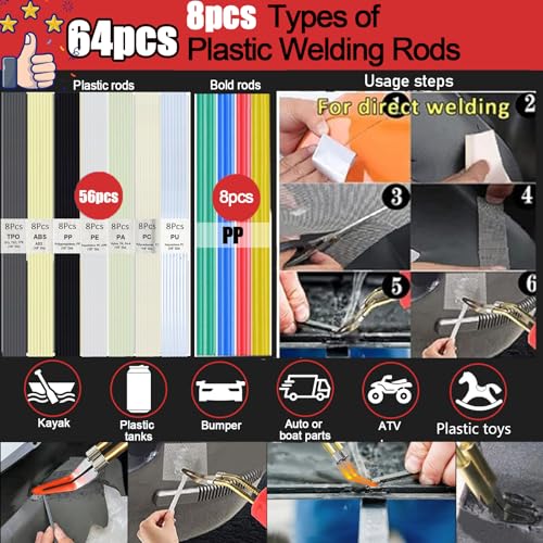 220W Plastic Welding Machine 2-in-1 Car Plastic Repair Set with 800 Pieces Welding Nail & 64 Pieces 8 Types Welding Rods, Welding Car Repair Kit for Car Bumpers