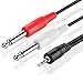 TNP Premium 1/8 to 1/4 Stereo Cable Male to Male 6ft - Dual Y-Connector 1/4 to 1/8 Audio Cable - 3.5mm TRS to Dual 6.35mm TS Cable Compatible with Smartphone, Laptop, Speaker, Amplifier, Audio Mixer