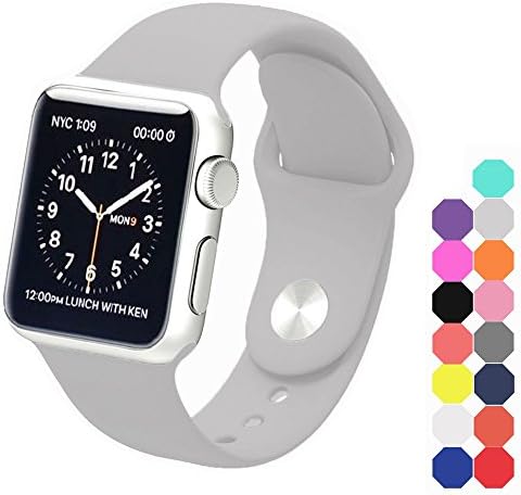 XIYA Soft Silicone Replacement Sport Band for Apple Watch for 2 Lengths, Clouds-Gray,42mm