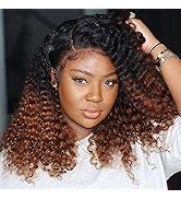 Hair.ly 180% Density Ombre Curly Lace Front Wig Human Hair 13×6 T Part Lace Frontal Wigs 1B/30 Re...