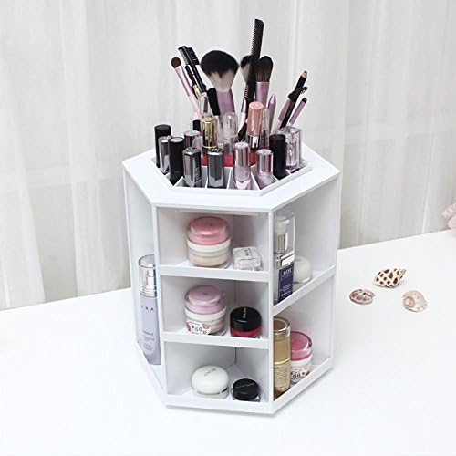 FLHSLY 360° Rotate desktop cosmetic storage box Dressing table Skin care products Finishing shelf Cosmetic case storage Artifact , B