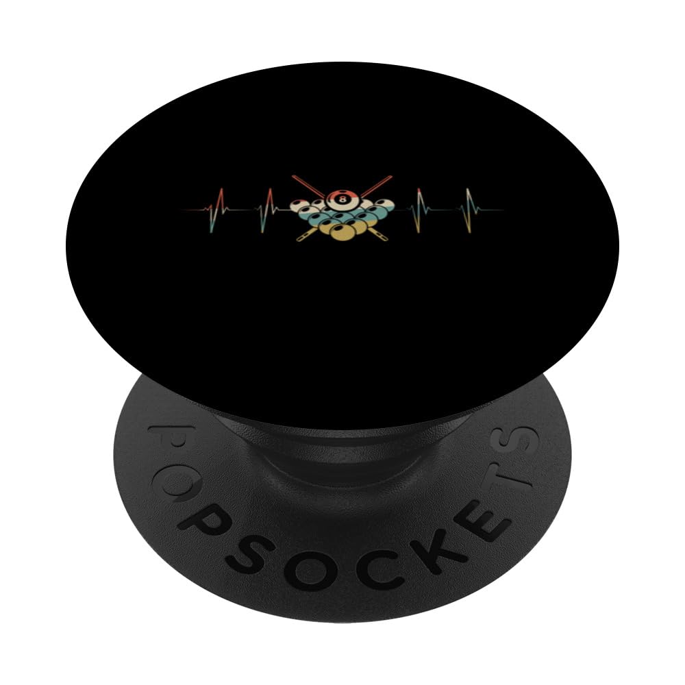 Baseball Pocket Billiards Heartbeat Retro ECG PopSockets Swappable PopGrip