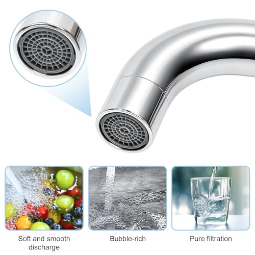 Minnhua Grifo Lavabo/Cocina 360°Giratorio Acero Inoxidable 304 Cromado | Mezclador Monomando de Baño Alto Grifo de Baño con Altura 175MM Agua Fria y Caliente con 60CM Manguera para Lavabo Cocina