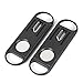 2pcs Black Stainless Steel Dual Blade V-Cut and Regular Circle Cigar Cutter