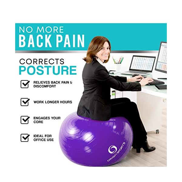 Exercise Fitness Swiss Yoga Ball - Anti Burst Extra thick with Hand Pump for Home Gym - Birthing Ball for Yoga, Pilates…