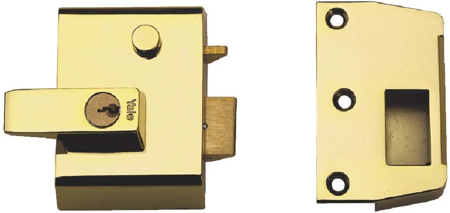 Yale B-2-BLX-PB-40 Double Locking Nightlatch, 40 mm Backset, Brass Finish, High Security, can be Locked from Inside with Key, Brasslux
