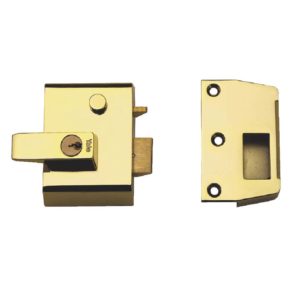 Yale B-2-BLX-PB-40 Double Locking Nightlatch, 40 mm Backset, Brass Finish, High Security, can be Locked from Inside with Key, Brasslux