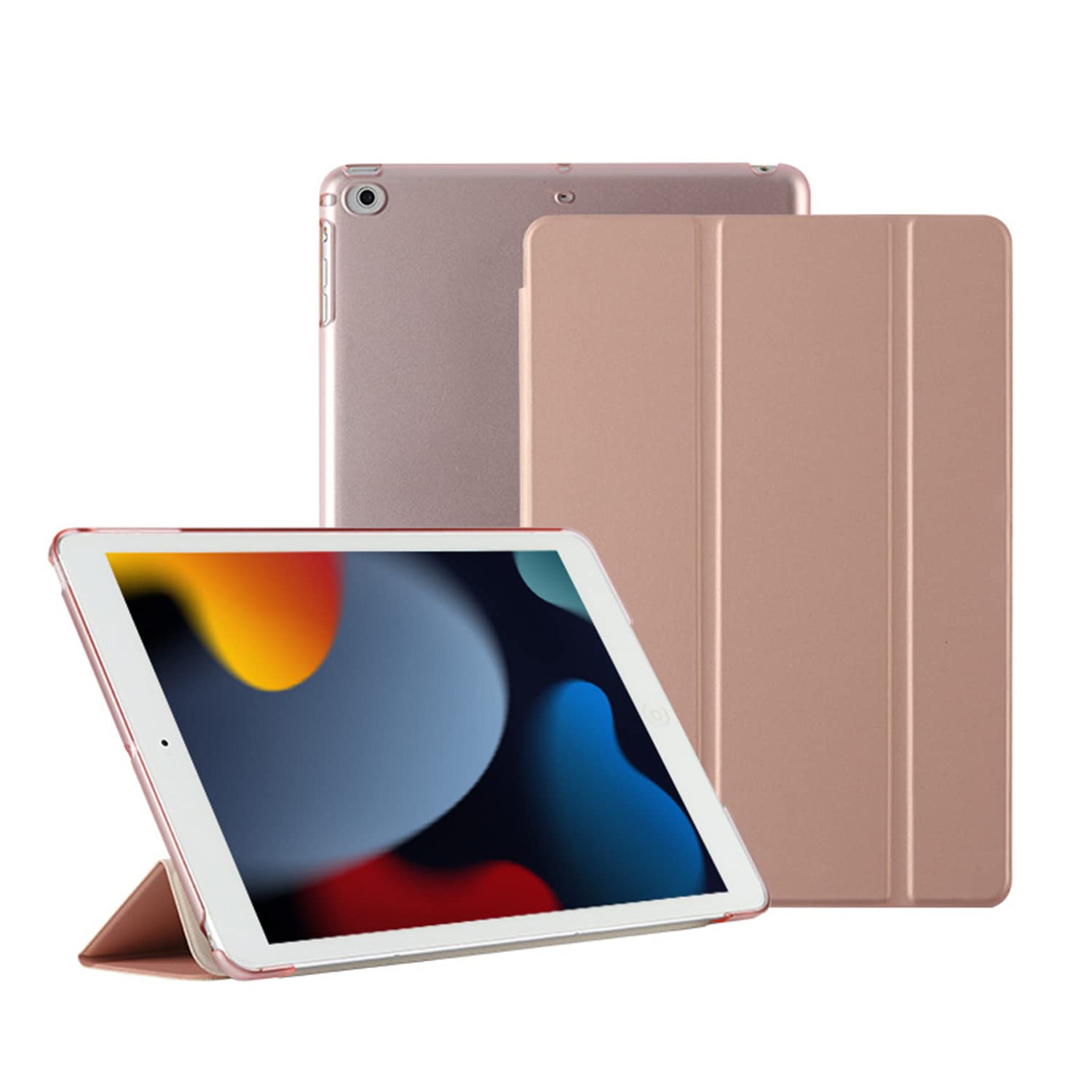 HUEZOE Case for iPad 9.7 Inch 2018/2017 - Ultra Thin Protective PU Leather Case Folding Stand Protective Cover Auto Sleep/Wake for 9.7 Inch iPad 6th Generation / 5th Generation, Rose Gold