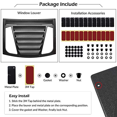 E-cowlboy Rear Window Louver for Ford Mustang 2005~2014 Sun Shade Cover in GT Lambo Style Matte Black