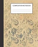 Paperback Composition Notebook: Vintage Ephemera Pattern College Ruled Notebook Lined School Journal Book