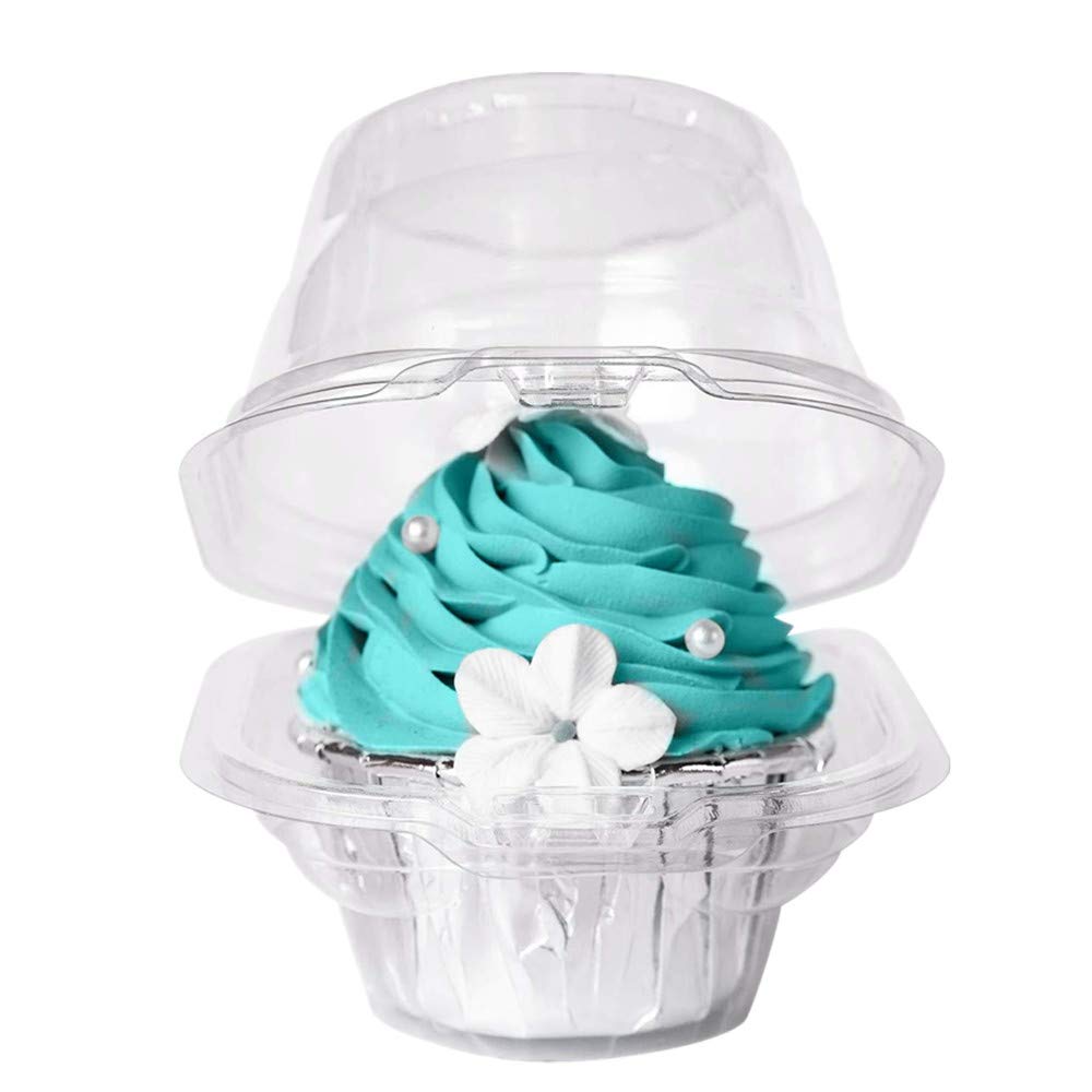 Single Clear Individual Cupcake Box-50 Plastic Single Individual Cupcake Containers with,BPA-Free Dome Carrier Holder for Wedding Favor