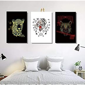 3 Panel Beautiful Leopard Painting Wall Decor for...