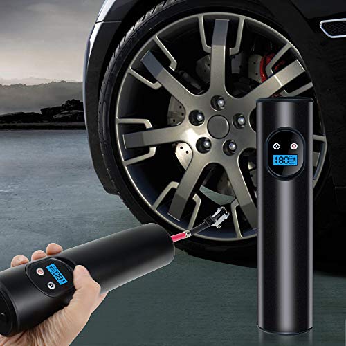 VSTM Portable Air Compressor Mini Air Tyre Inflator Hand Held Tire Pump 2000mAh with Digital LCD LED Light Rechargeable 12V Li-ion Battery 150PSI for Car Bicycle RV Tires and Other Inflatables