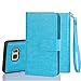 TabPow Galaxy S7 Case, 10 Card Slot - [ID Slot][Button] Wallet Folio PU Leather Case Cover with Detachable Magnetic Hard Case for Samsung Galaxy S7, Blue