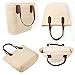 Myathle Summer Beach Handmade Tote Handbag Cotton Lining PU Leather for Ladies (Off-white)