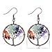 Tree of Life Pendant Vintage Retro Dangle Earrings Chakra Gemstone Jewelry Mothers Day Gift