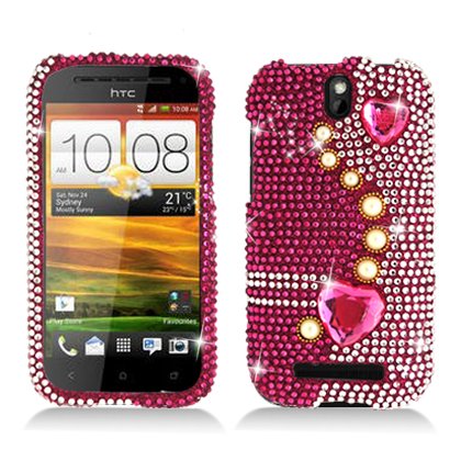 Aimo HTCONESVPCLDI636 Dazzling Diamond Bling Case for HTC One SV - Retail Packaging - Pearl Pink