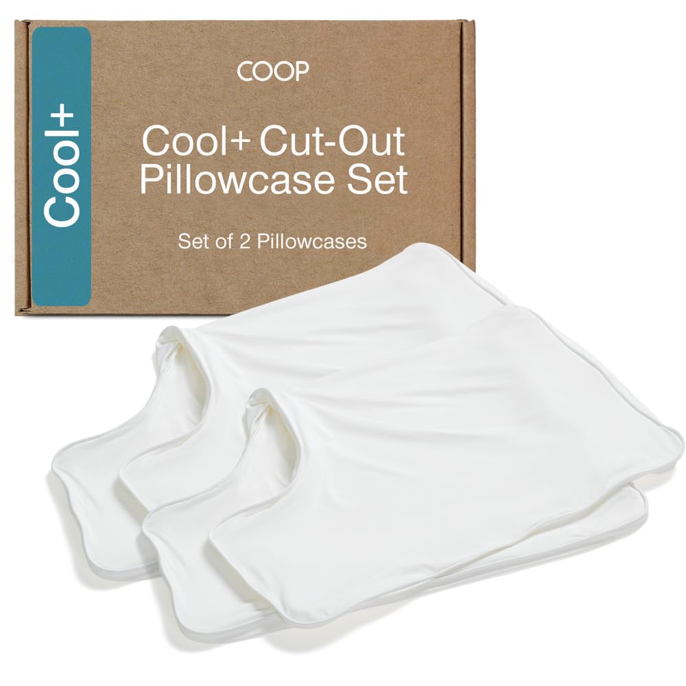 Coop Home Goods Cool+ Cut-Out Pillow Case King Size 2-Pack, White Cooling Pillow Cases for Cool+ Cut-Out Pillow, Ultra-Soft & Breathable Cooling Pillow Covers with Zipper for Hot Sleepers