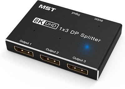 PRIZOM 8K DisplayPort 1x3 Splitter 8K60Hz 4K120Hz Hub Multi Monitor Extended