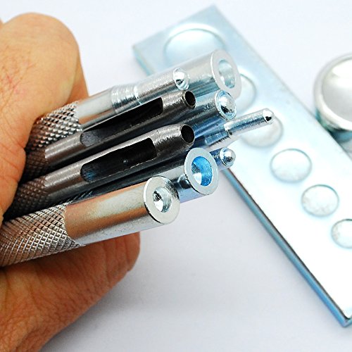 DOW 11pcs Craft Tool Leathercraft diy kit Die Punch Snap Kit Rivet Setter with Base for Punch Hole and Install Rivet Button - Thumbnail 4