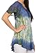 Sakkas 14783 - Dina Relaxed Fit Sequin Tie Dye Embroidery Cap Sleeves Blouse / Top - Blue / Beige - OS